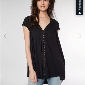 Free People Highland Smocked Shoulder Top
